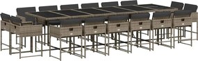 vidaXL Set mobilier de grădină cu perne, 17 piese, gri, poliratan