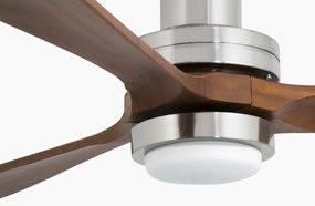 Lustra cu Ventilator si telecomanda LANTAU L LED nickel/ lemn maro