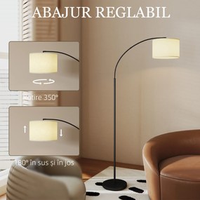 HOMCOM Lampada da Terra Regolabile Telecomando e Timer 1h Paralume Girevole Nero | Aosom Romania