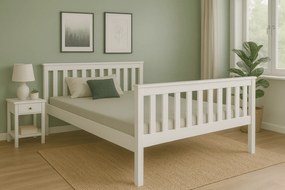 Pat de o persoana KALEA 90 x 200 cm, alba Saltele: Cu saltele Deluxe 10 cm, Somiera pat: Cu lamele drepte