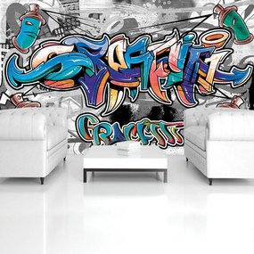 Fototapet - Gaffiti colorat pe gri (254x184 cm)