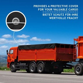 JAGO Prelata 650 g/m², ochiuri de aluminiu, negru, 3 x 6 m