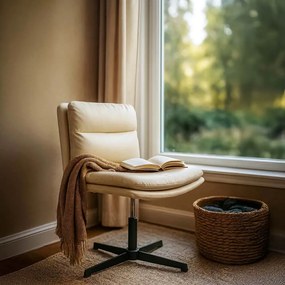 Scaun de relaxare crem REL 407 din piele ecologică cu balans și reglaj pe înălțime
