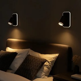 Aplica spot LED de perete PIPE, 1x GU10 (10W/230V) + LED integrat 6W, negru