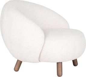 Savona fotoliu, piele artificială de miel, picioare de nuc, alb