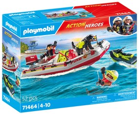 BARCA DE SALVARE CU SCUTER ACVATIC - PLAYMOBIL FIREBRIGADE (PM71464)