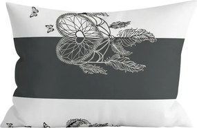 Fata de perna din policoton TIRSO POLY 50x70 cm, buton alb-gri