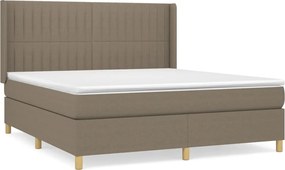 vidaXL Pat box spring cu saltea, gri taupe, 160x200 cm material textil