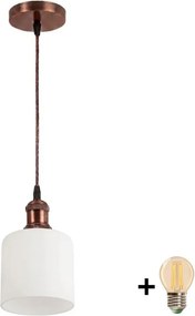 Brilagi - Lustru LED suspendat pe cablu RETRO GLASS 1xE27/60W/230V Ø 13 cm cupru/alb