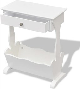 vidaXL Suport pentru reviste Melrose, alb