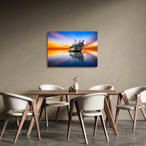 Tablou pe sticlă - Zori peste un naufragiu (70x50 cm)