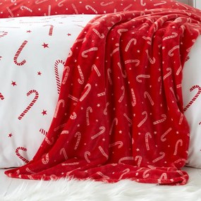 Pătură din micropluș 130x170 cm cu model de Crăciun Candy Cane – Catherine Lansfield