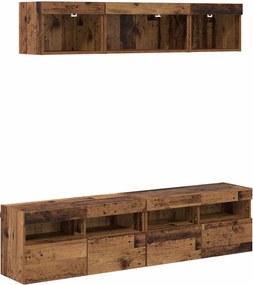 vidaXL Unități TV de perete cu LED 5 pcs Lemn Vechi 80 x 30 x 40 cm