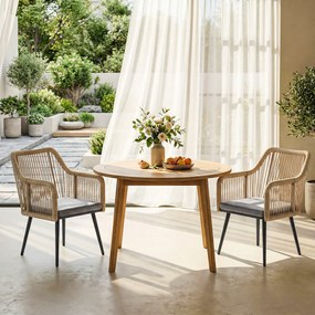 Outsunny Set de 2 scaune de grădină pentru exterior din ratan cu perne, cotiere și cadru din oțel pentru terasă 54x65x80 cm gri | Aosom Romania