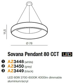 Lustra LED dimabila cu telecomanda SOVANA 80 neagra ZZ AZ3449