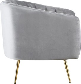 Fotoliu de design, ţesătură Velvet gri/gold crom-auriu, BAGY