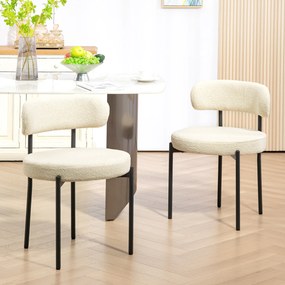 HOMCOM Set de 2 scaune de masă cu spătar din material textil și picioare din oțel 51 x 51 x 76 cm bej negru | Aosom Romania
