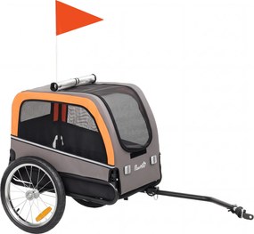 PawHut Remorcă pentru câini pliabilă pentru bicicletă cu reflectoare de siguranță pentru câini mici și medii până la 20 kg Portocaliu | Aosom Romania
