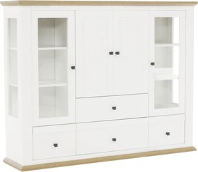 Vitrina LEON MZ6, alb/stejar deschis, PAL laminat, 165x40x130 cm