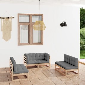 3076459 vidaXL Set mobilier de grădină cu perne, 6 piese, lemn masiv de pin