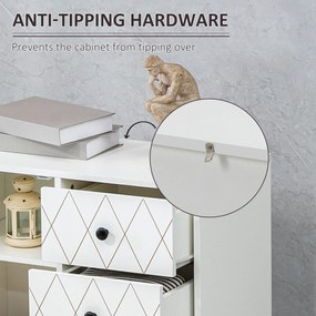 HOMCOM Comoda stil cu romburi cu 3 sertare si un dulap, Mobilier de living si dormitor din otel si MDF | AOSOM RO