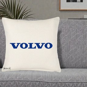 Perna Personalizata cu emblema Volvo, 40x40 cm, Crem Reliefat, Husa Detasabila, Perna Inclusa, BEKZ®