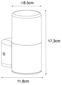 Aplică modernă de perete pentru exterior neagră cu abajur fumurie IP44 - Odense