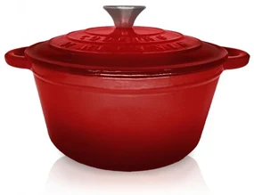 Cratiță din fontă emailată cu capac 22x9.5 cm, 2.9L – Cooking by Heinner, Colecția Red Line HR-KN-C29, păstrează aromele, design elegant