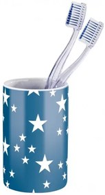 Pahar pentru periuta de dinti, din ceramica, Stella Albastru, Ø6,5xH11 cm