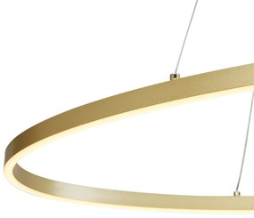 Lampă suspendată de design alamă 120cm inclusiv LED cu 3 trepte de intensitate luminoasă - Ovallo