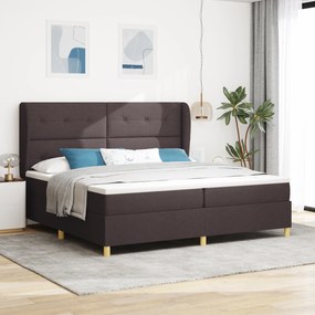 vidaXL Pat box spring cu saltea, maro închis, 200x200 cm, textil