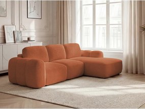 Colțar portocaliu extensibil/cu spațiu de depozitare cu tapițerie din țesătură bouclé (cu colț pe partea dreaptă/cu șezlong) Montaigne – Bobochic Paris