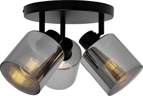 Spot luminos inteligent de tavan negru cu sticlă fumurie rotund reglabil incl. 3 Wifi A60 - Laura