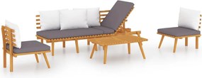 vidaXL Set mobilier de grădină cu perne, 4 piese, lemn masiv de acacia