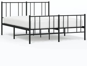 352498 vidaXL Cadru pat metalic cu tăblie de cap/picioare, negru, 140x190 cm