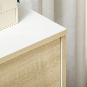 HOMCOM Comodă cu 3 sertare piesă de mobilier bicolore alb și aspect de lemn - 75 x 42 x 75 cm | Aosom Romania