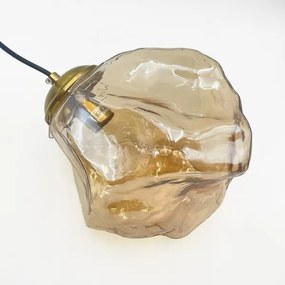 Lustră suspendată pe cablu CRISTAL 3xE14/15W/230V alamă/bej fumuriu