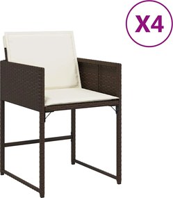 vidaXL Scaune de grădină cu perne, 4 buc., maro, poliratan