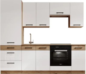 Set mobilier de bucătărie „Vika - Alb lucios”, ADRK Furniture (Lungime: 260 cm)