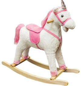 Unicorn balansoar, lemn + plus, roz, 78x28x68 cm