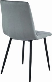 OFERTA Scaun de masa gri de catifea LIBRA cu picioare negre II. calitate
