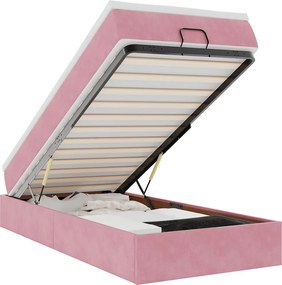 vidaXL Cadru de pat otoman cu saltea, catifea roz 90x200cm