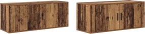 vidaXL Set Dulap TV montat pe perete Pe perete 2 pcs Lemn Vechi