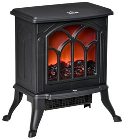 HOMCOM Șemineu Electric 750/1500 W cu Efect de Flacără Acoperire 15-20 m², Negru | Aosom Romania