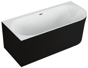 Cada de baie freestanding Spatio Solis, acril, negru mat, 160x75 cm, montaj pe stanga