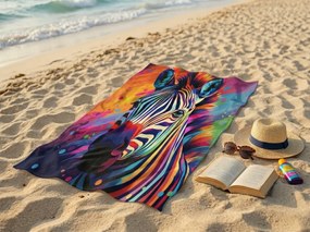 Prosop de plaja XL cu uscare rapida ZEBRINA colorat 100 x 180 cm, 100% microfibra