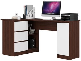 Masă PC de colț Bevin (wenge + alb) (S). 1069144