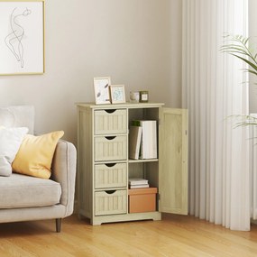 kleankin Dulap de baie Coloană îngustă cu 4 sertare și raft reglabil Stil modern 56x30x83 cm Lemn natural | Aosom Romania