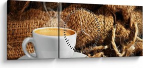 Tablou - O ceașcă de cafea (cu ceas) (90x30 cm)