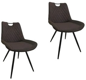 Set 2 scaune MF Marbel, maro, textil imitație piele
